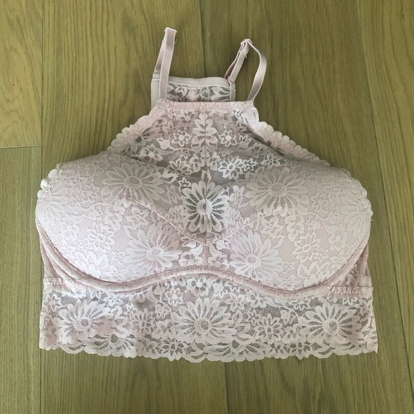 Victoria’s Secret pink lace bralette bra size medium padded pushup hot - Picture 1 of 5
